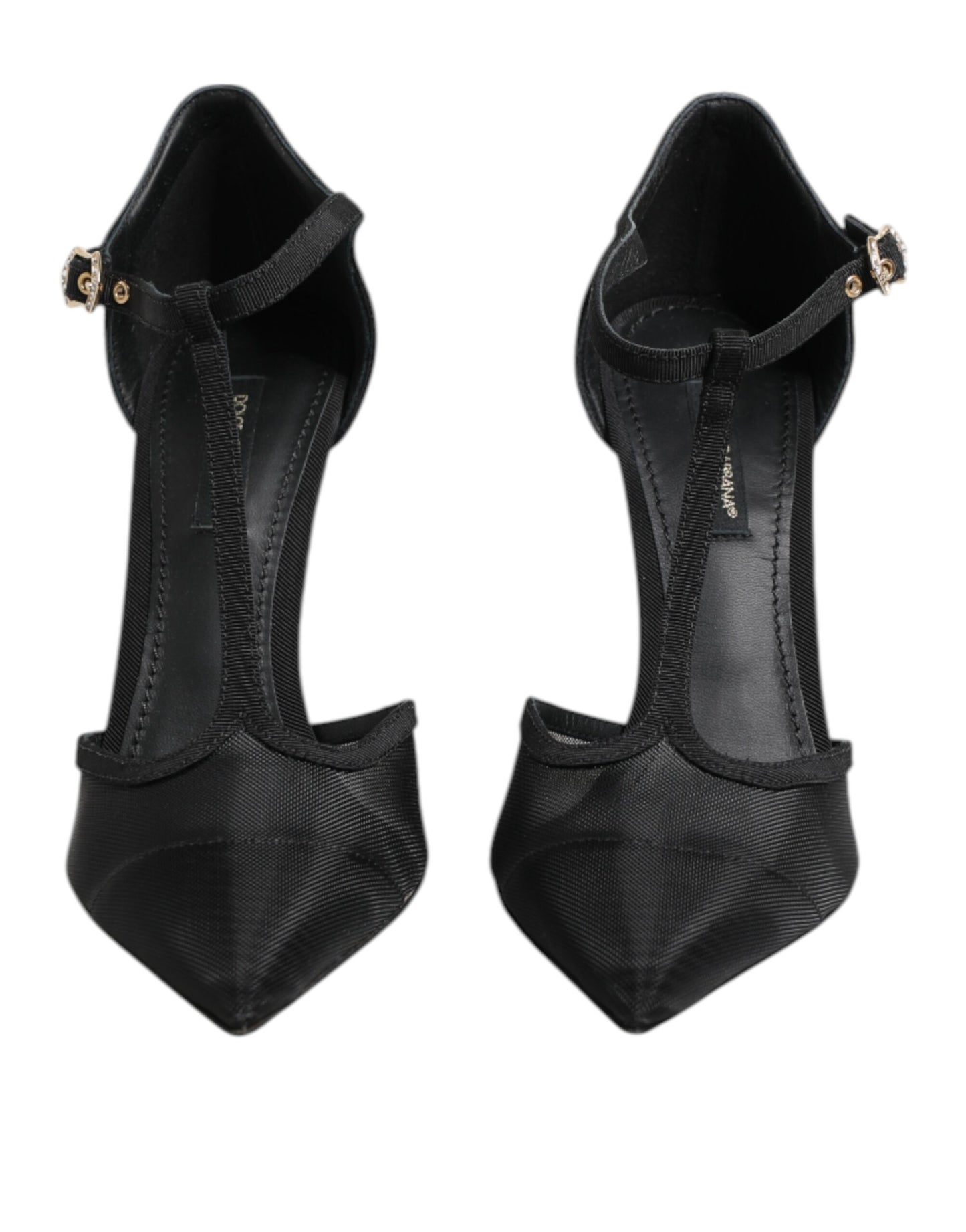 Dolce & Gabbana Black Mesh T-strap Stiletto High Heels