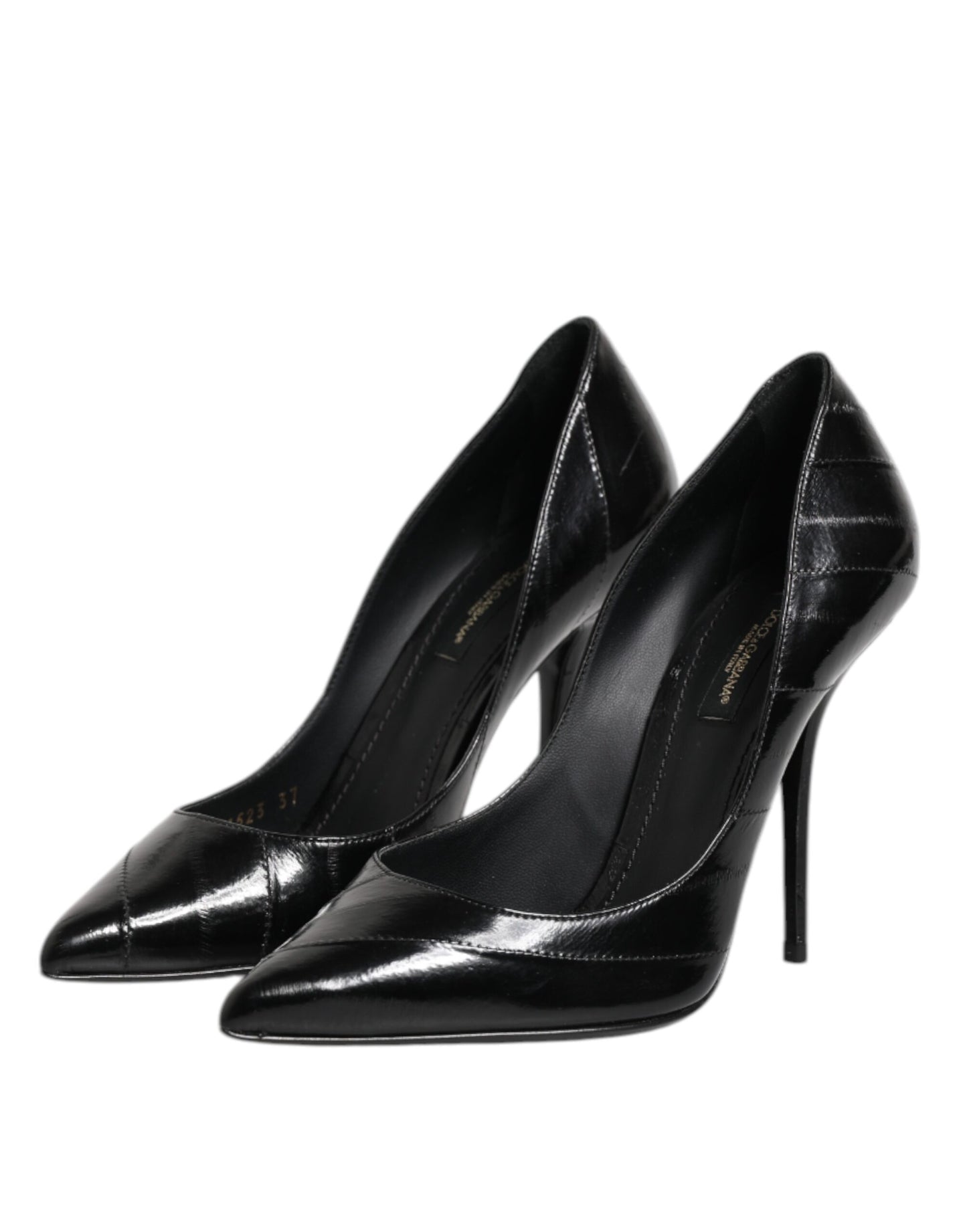 Dolce & Gabbana Black Leather Stiletto High Heels Pumps