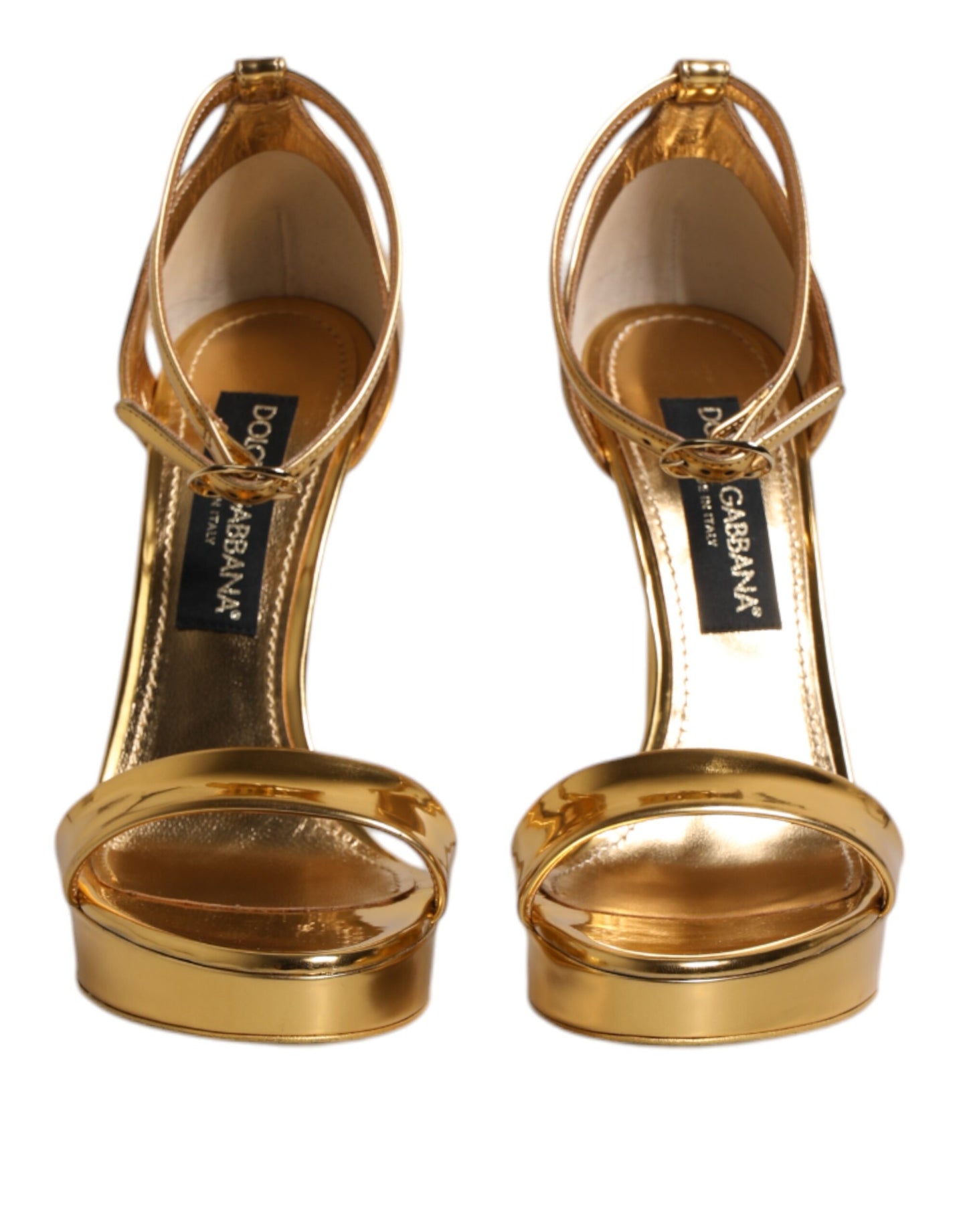 Dolce & Gabbana Gold Leather Platform Keira Sandals