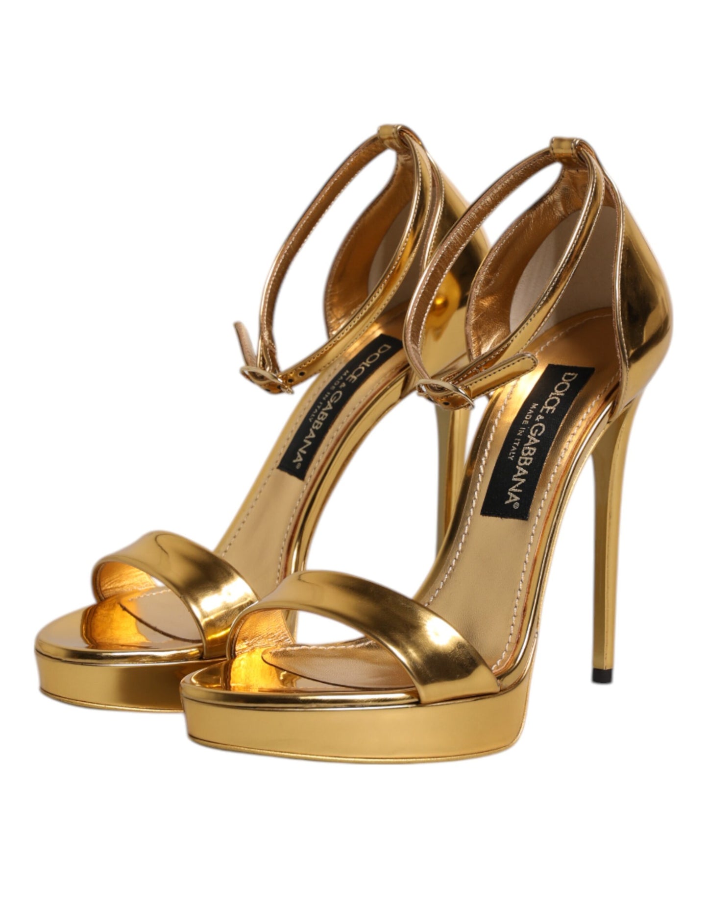Dolce & Gabbana Gold Leather Platform Keira Sandals
