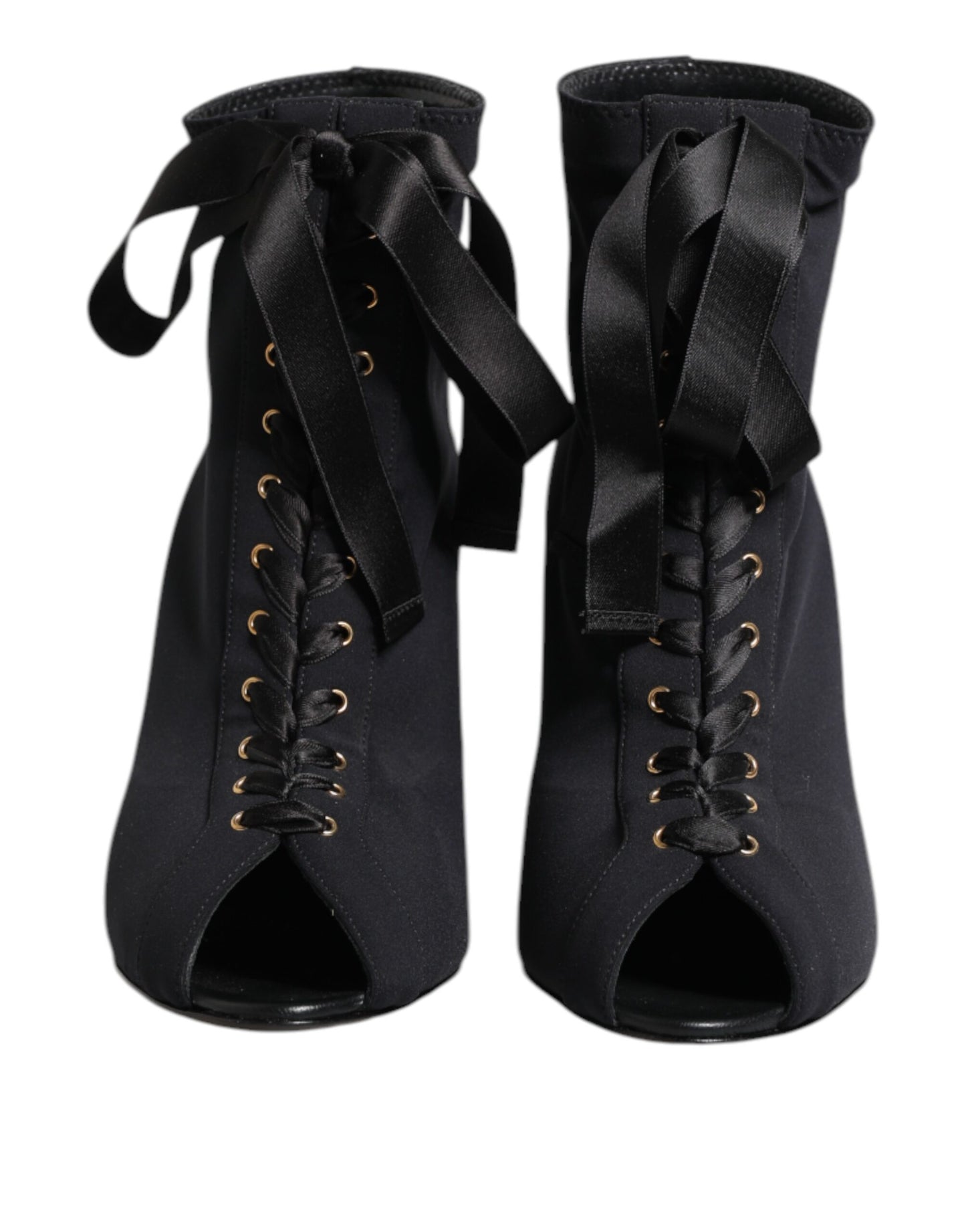 Dolce & Gabbana Black Stiletto Heels Lace Up Boots
