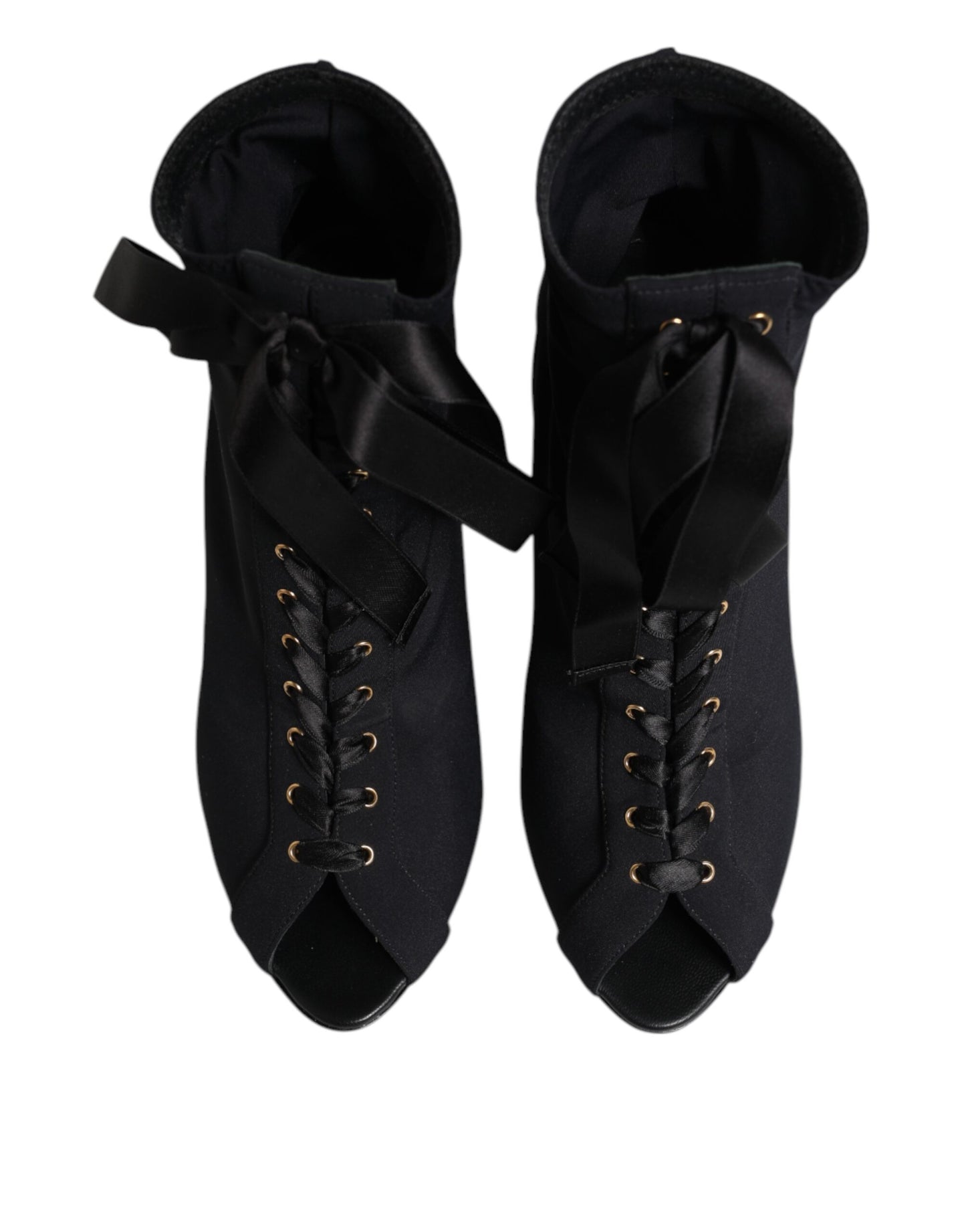 Dolce & Gabbana Black Stiletto Heels Lace Up Boots