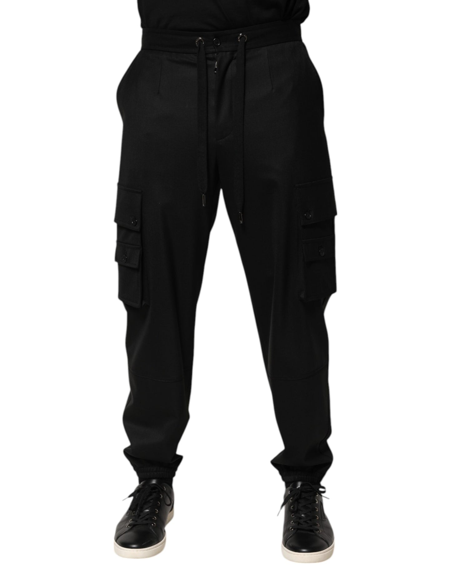 Dolce & Gabbana Solid Black Cargo Jogger Sweatpants for Men