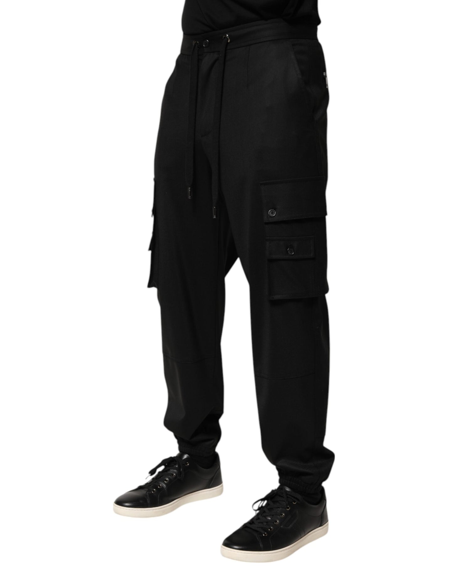 Dolce & Gabbana Solid Black Cargo Jogger Sweatpants for Men