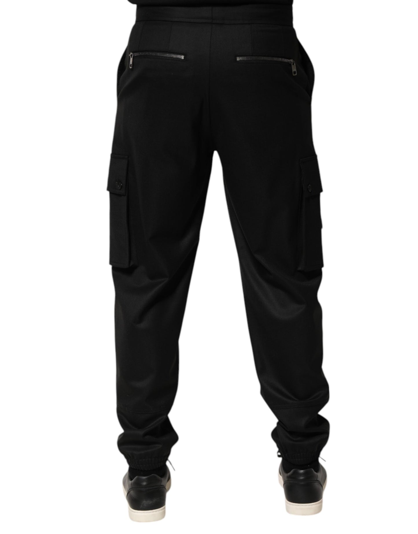 Dolce & Gabbana Solid Black Cargo Jogger Sweatpants for Men