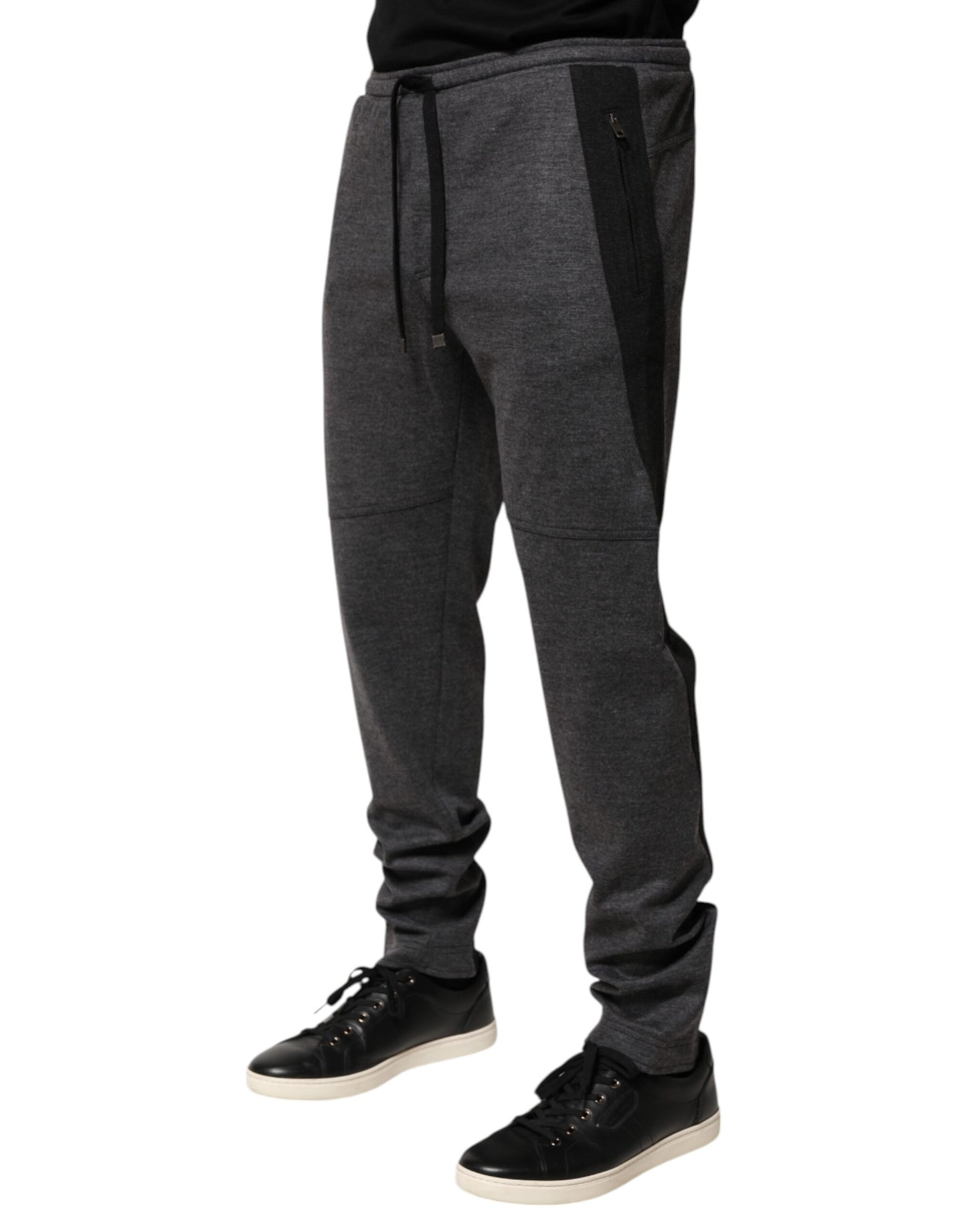 Dolce & Gabbana Gray Black Wool Blend Jogger Sweatpants