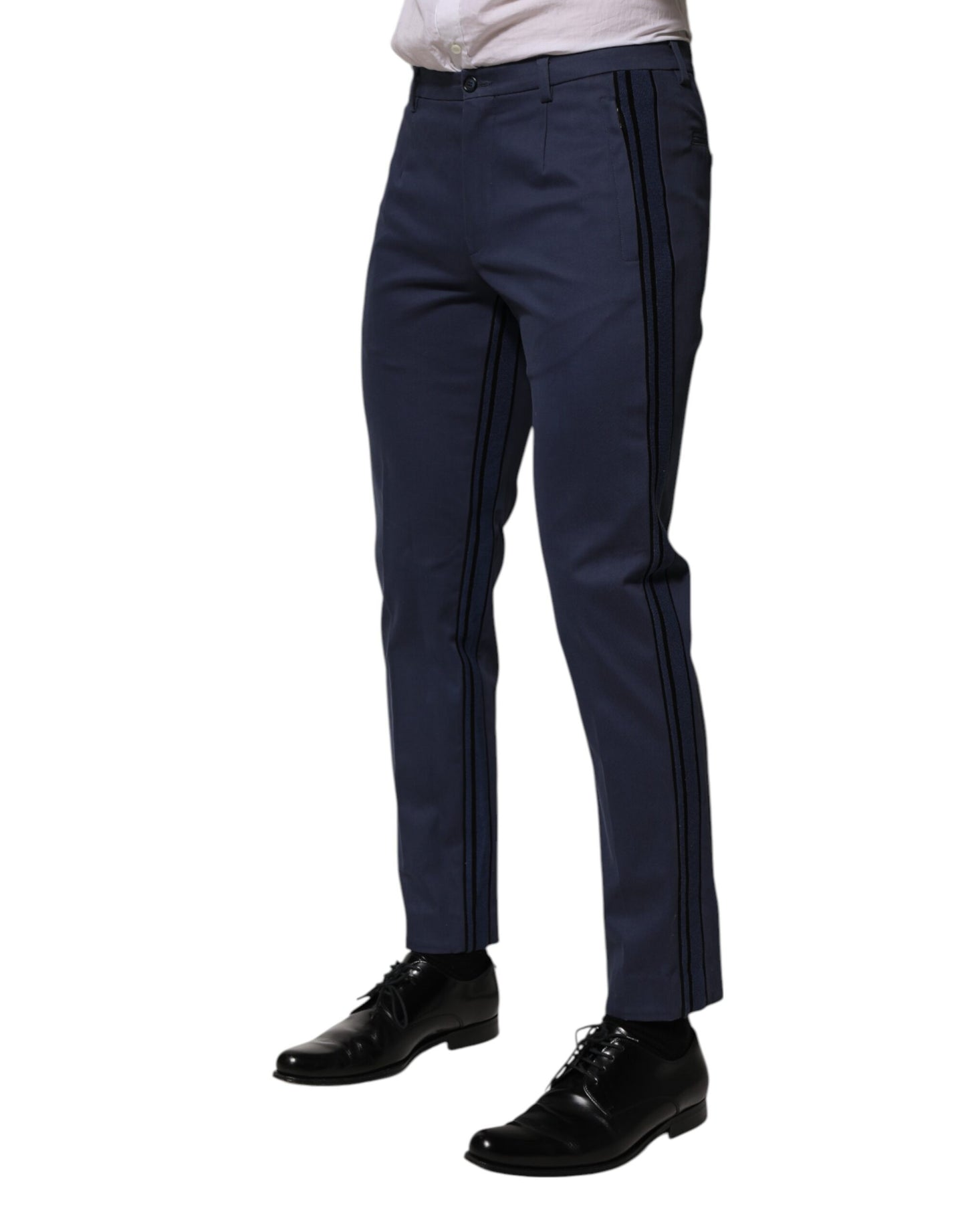 Dolce & Gabbana Blue Cotton Tapered Formal Trousers