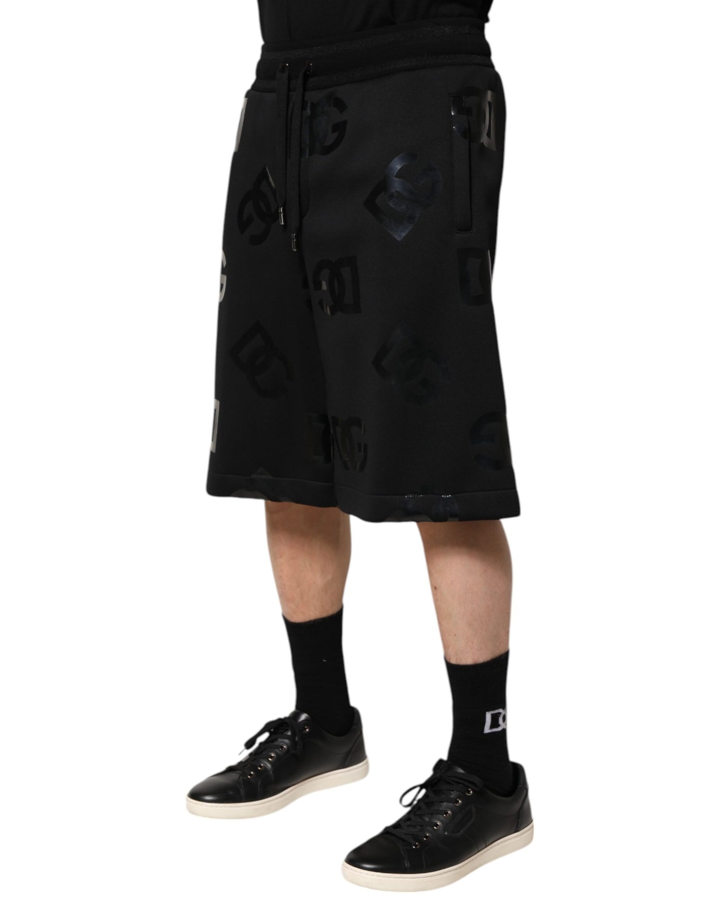 Dolce & Gabbana Black Logo Cotton Bermuda Sweatshorts
