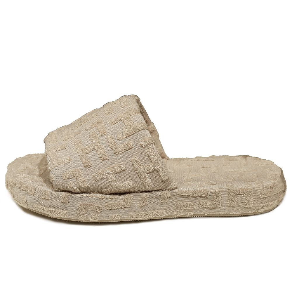 Hinnominate Beige Terry Cotton Slippers