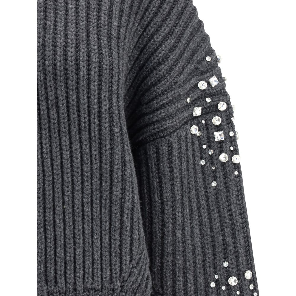 PINKO Rhinestones Wool Cardigan