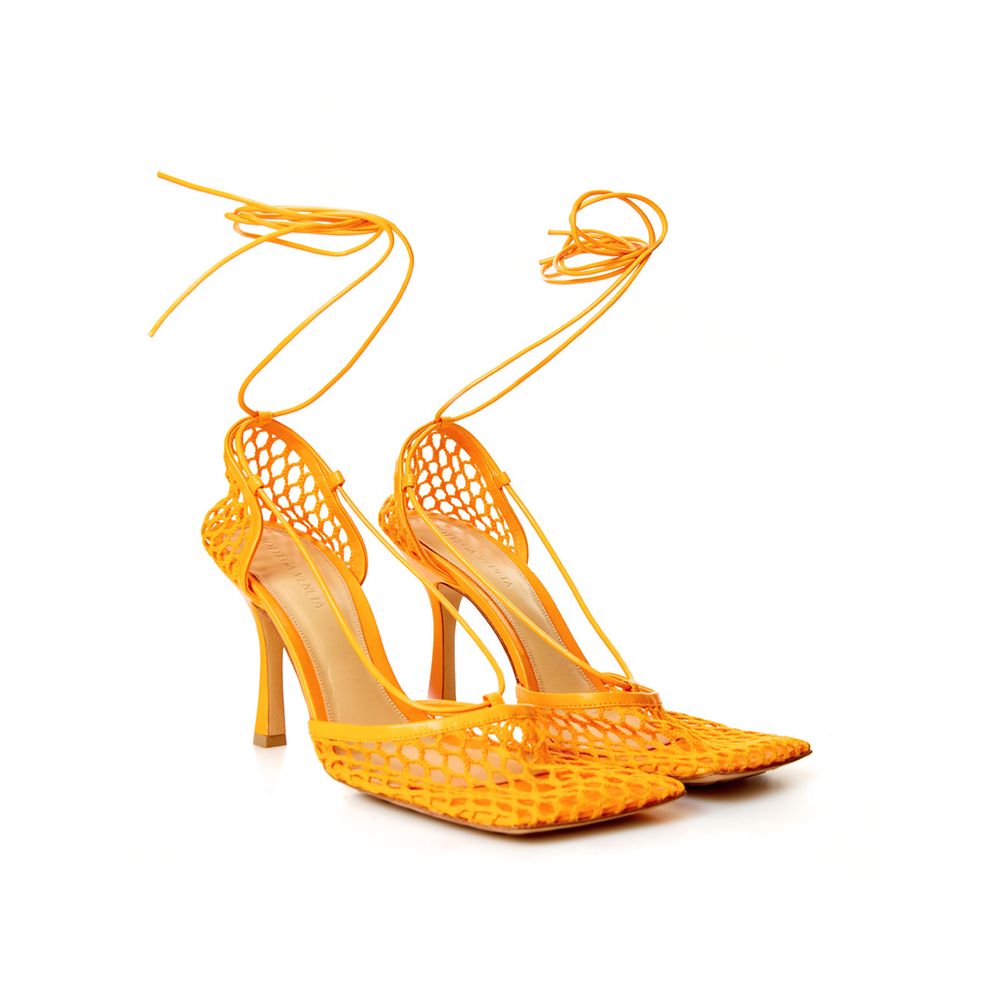 Bottega Veneta Orange Fabric and Leather Pump