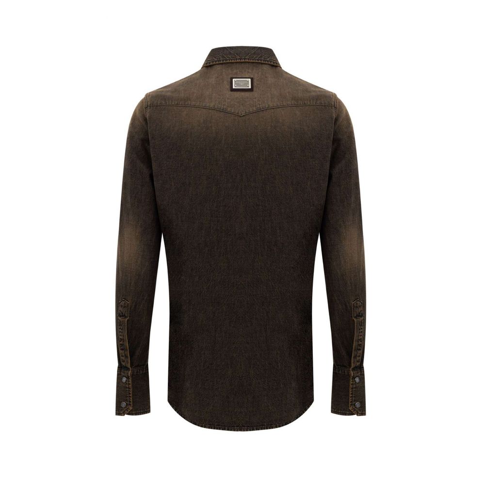 Dolce & Gabbana Délavé Brown Denim Shirt