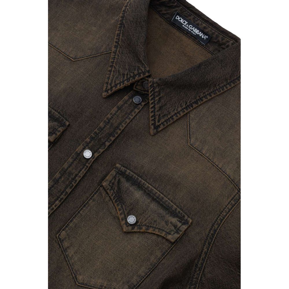 Dolce & Gabbana Délavé Brown Denim Shirt