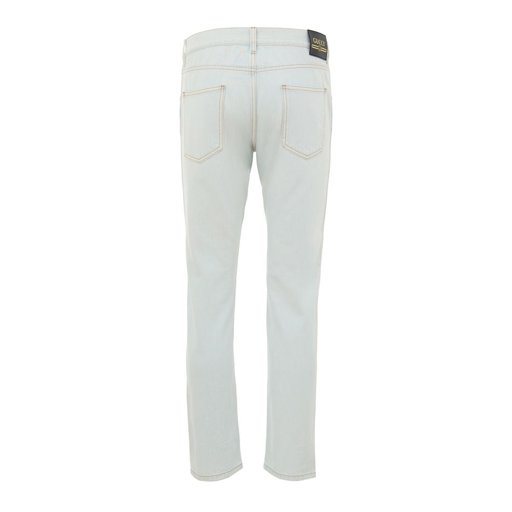 Gucci Blue Cotton Relaxed Fit Denim Jeans