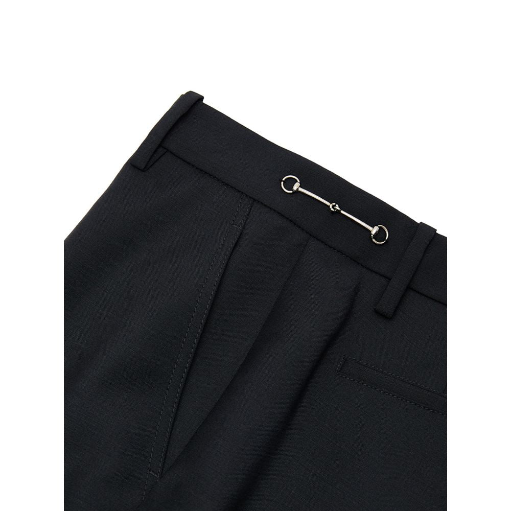 Gucci Black Wool Jeans Denim - Tailored Trousers with Metallic Detail