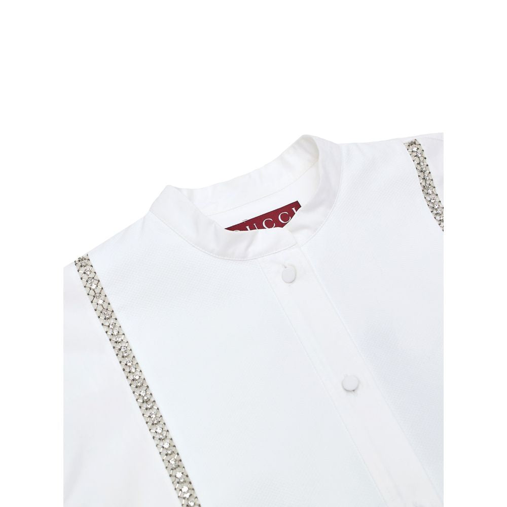 Gucci White Cotton Shirt with Crystal Details