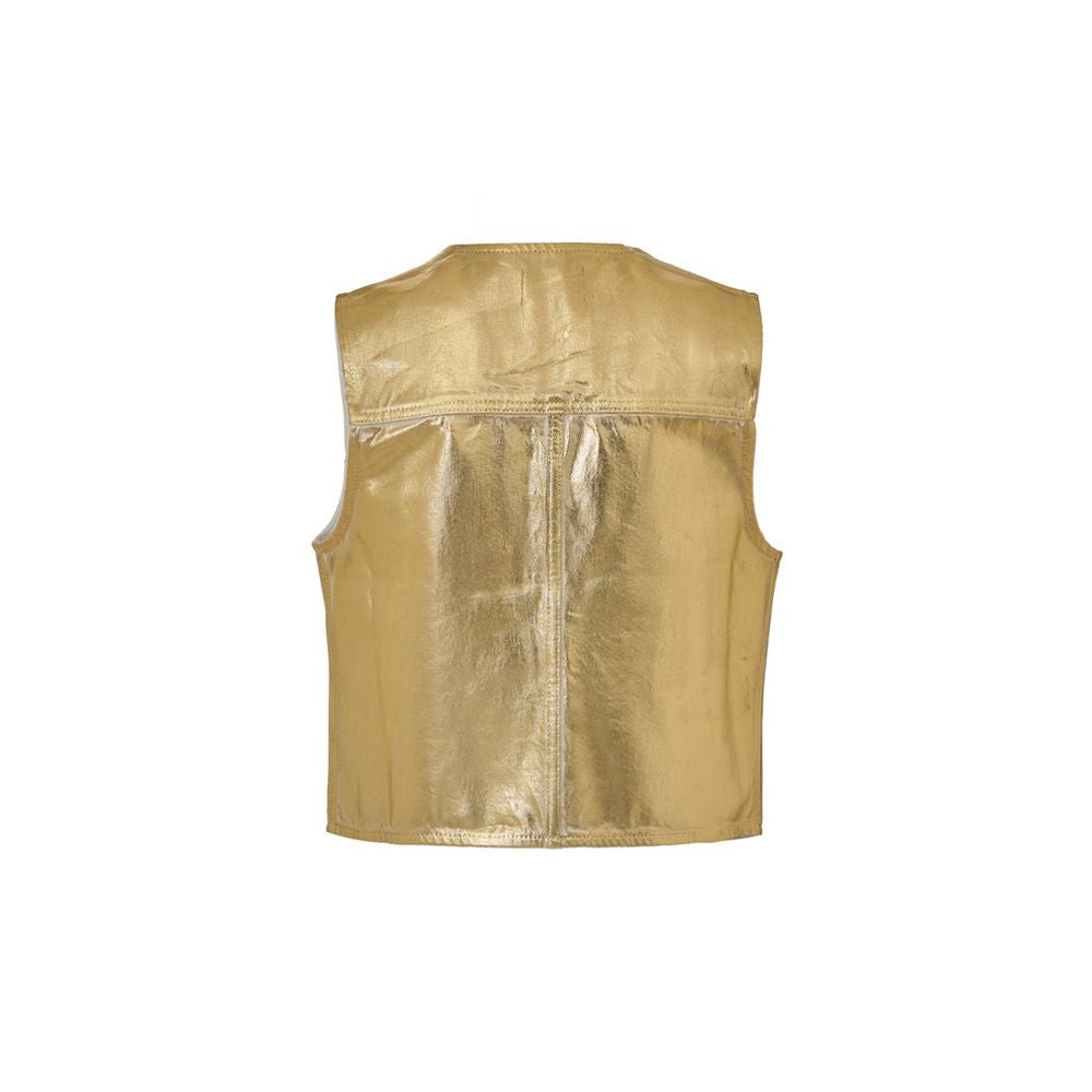 Ganni Gold Cotton Sleeveless Jacket