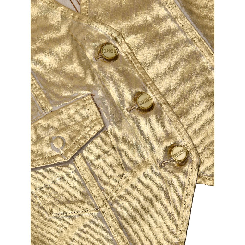 Ganni Gold Cotton Sleeveless Jacket
