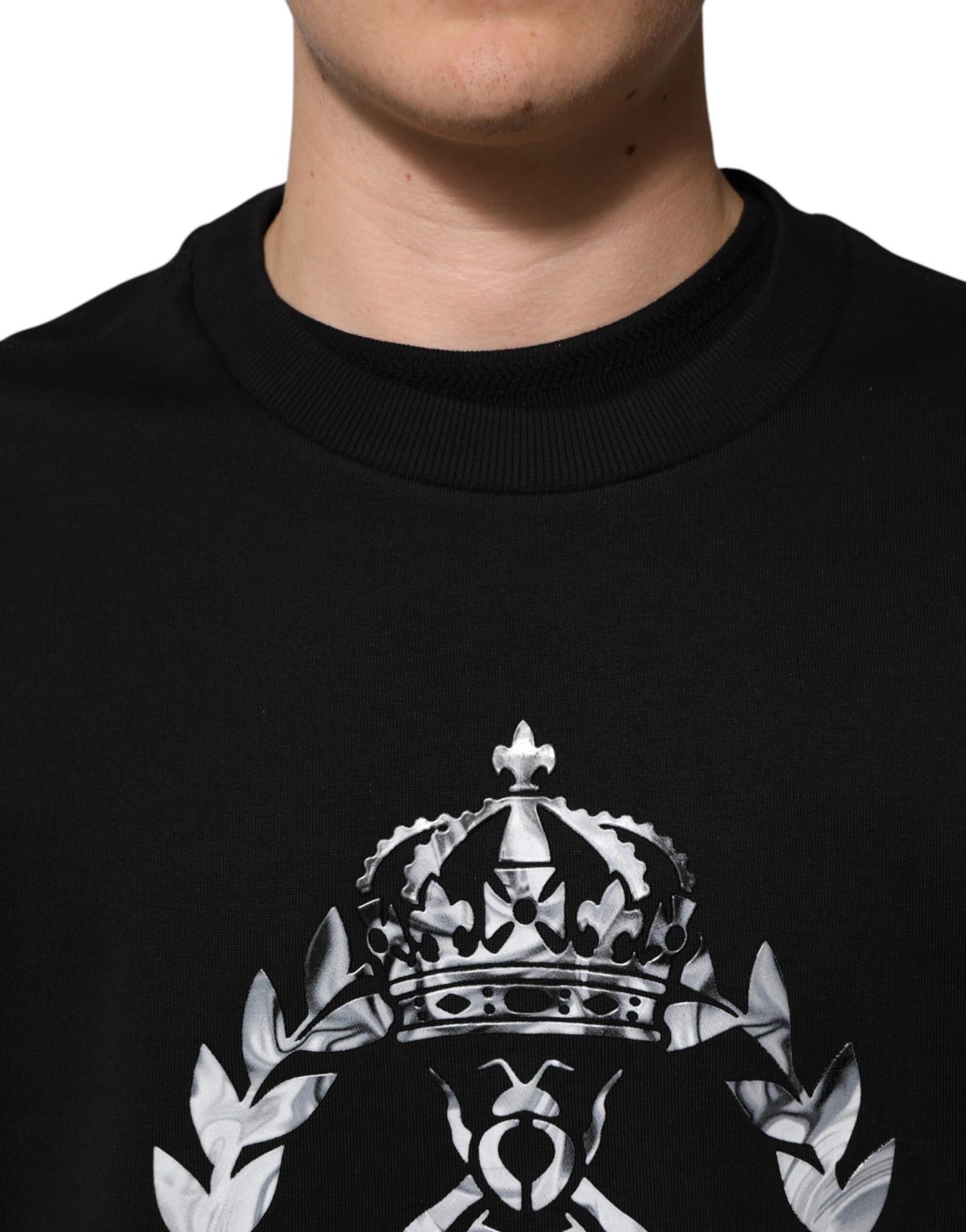 Dolce & Gabbana Black Cotton DG Logo Crew Sweatshirt
