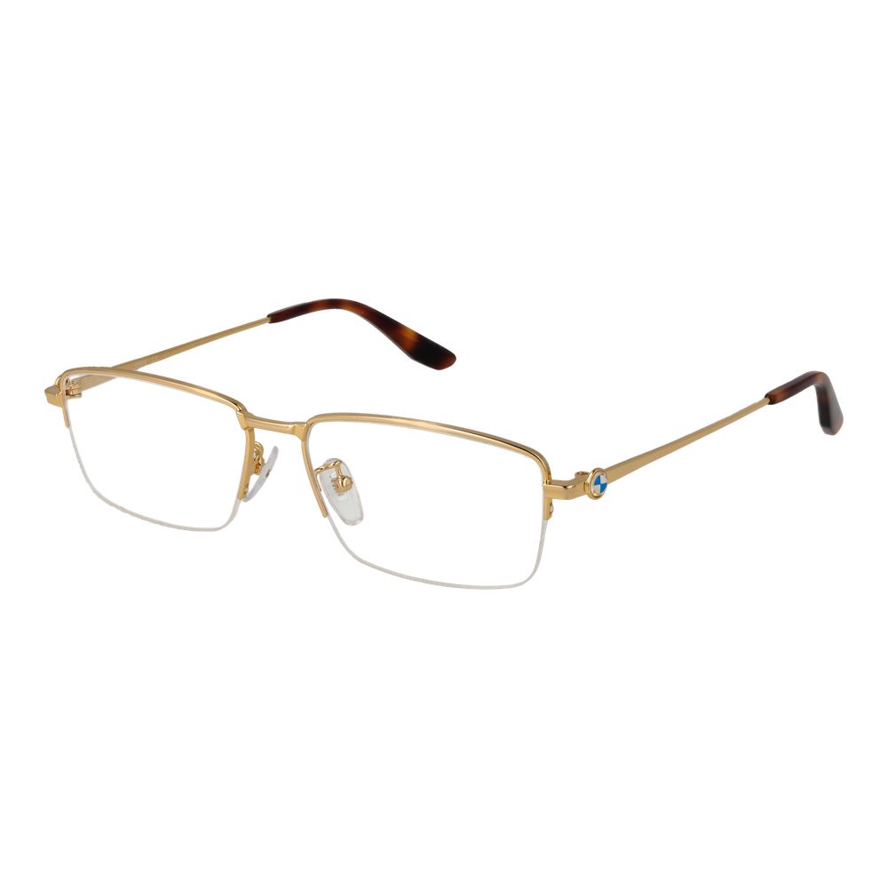 BMW Men's Optical Frames – Gold Half-Rim Design, 56mm