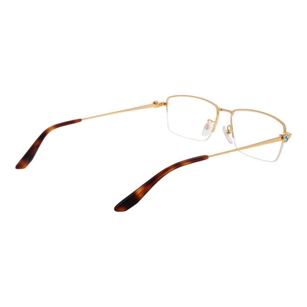 BMW Men's Optical Frames – Gold Half-Rim Design, 56mm