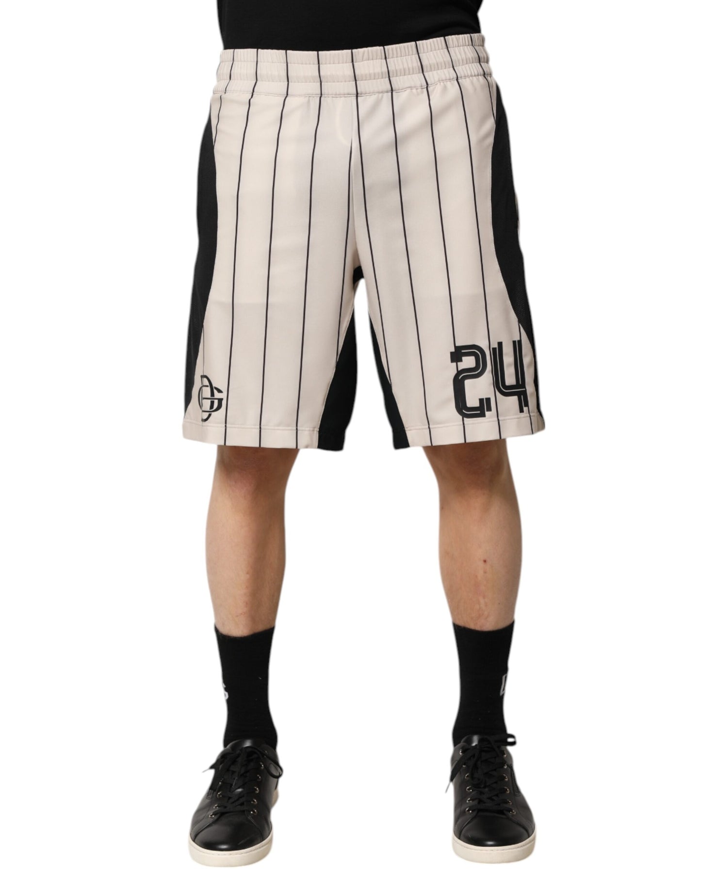 Dolce & Gabbana Off White Polyester DG Logo Sweatshorts