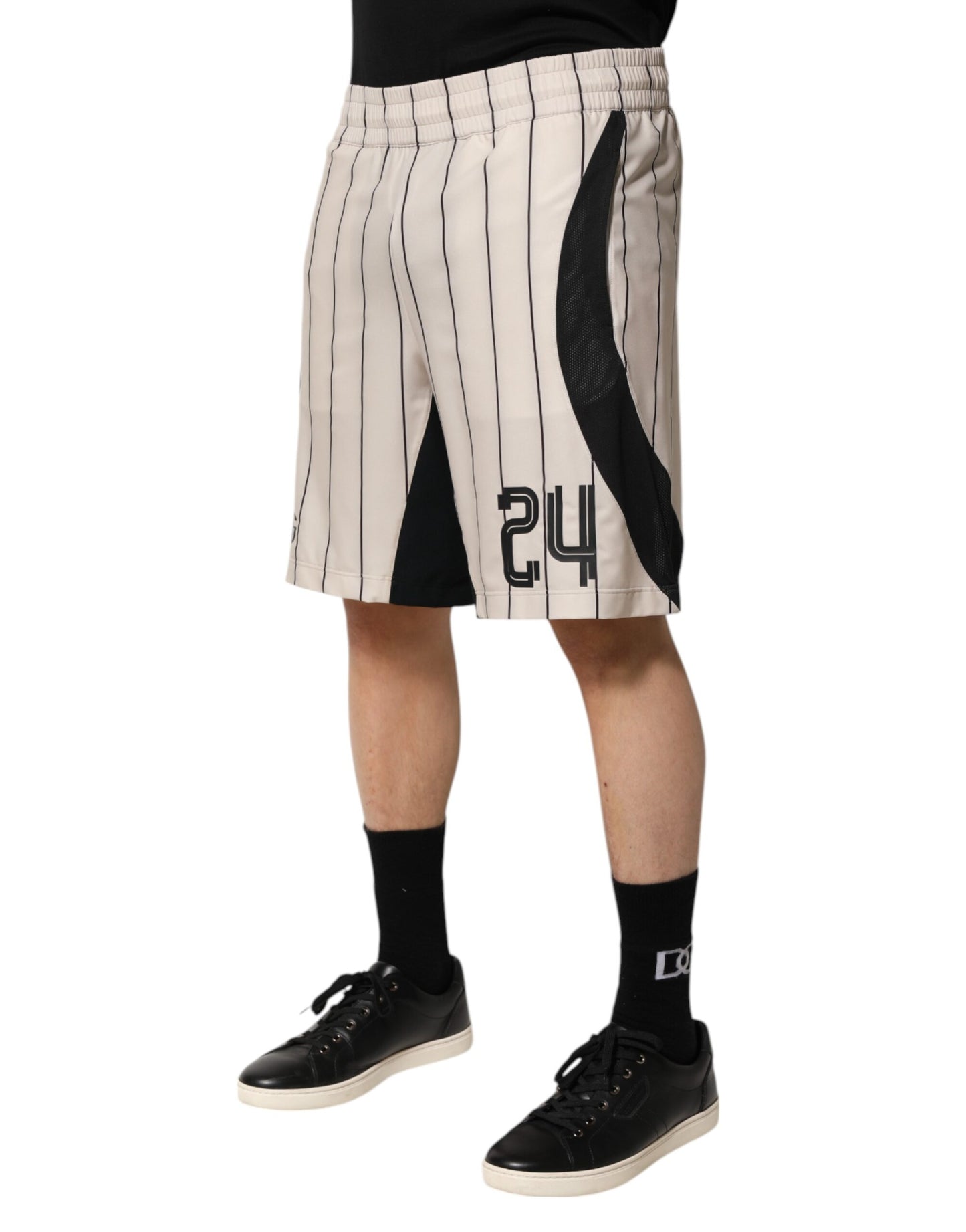 Dolce & Gabbana Off White Polyester DG Logo Sweatshorts