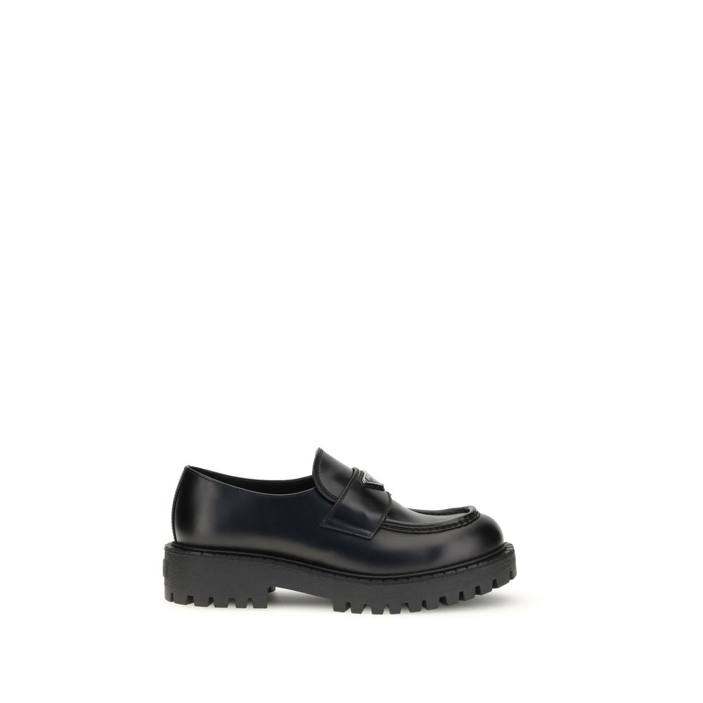 Prada Double Chocolate Loafers - Elegant Leather Footwear