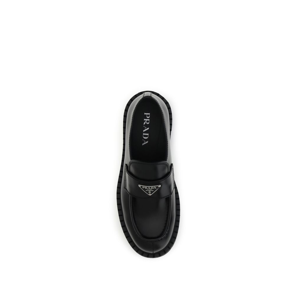 Prada Double Chocolate Loafers - Elegant Leather Footwear