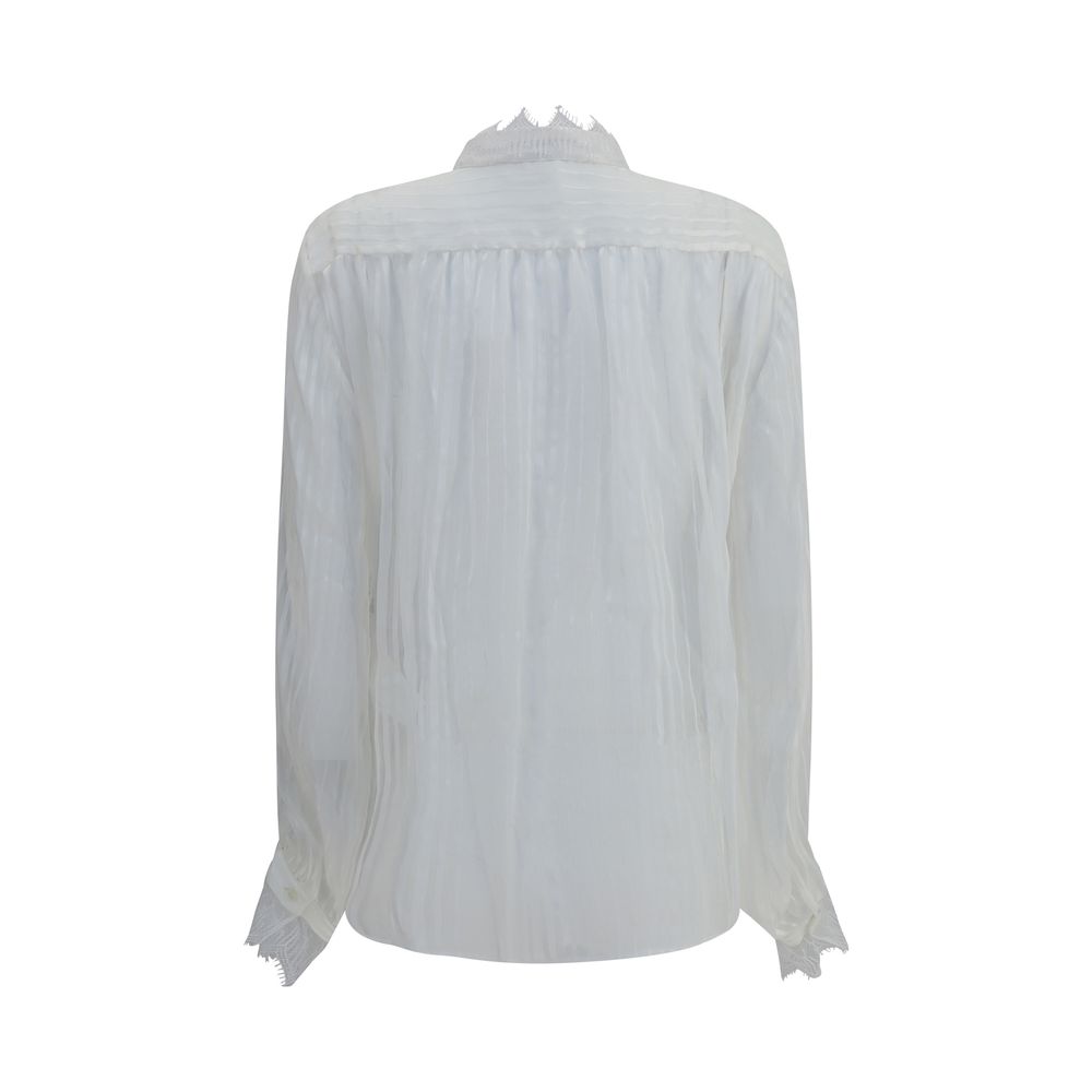 Chloé Ruffled Silk Muslin and Lace Blouse