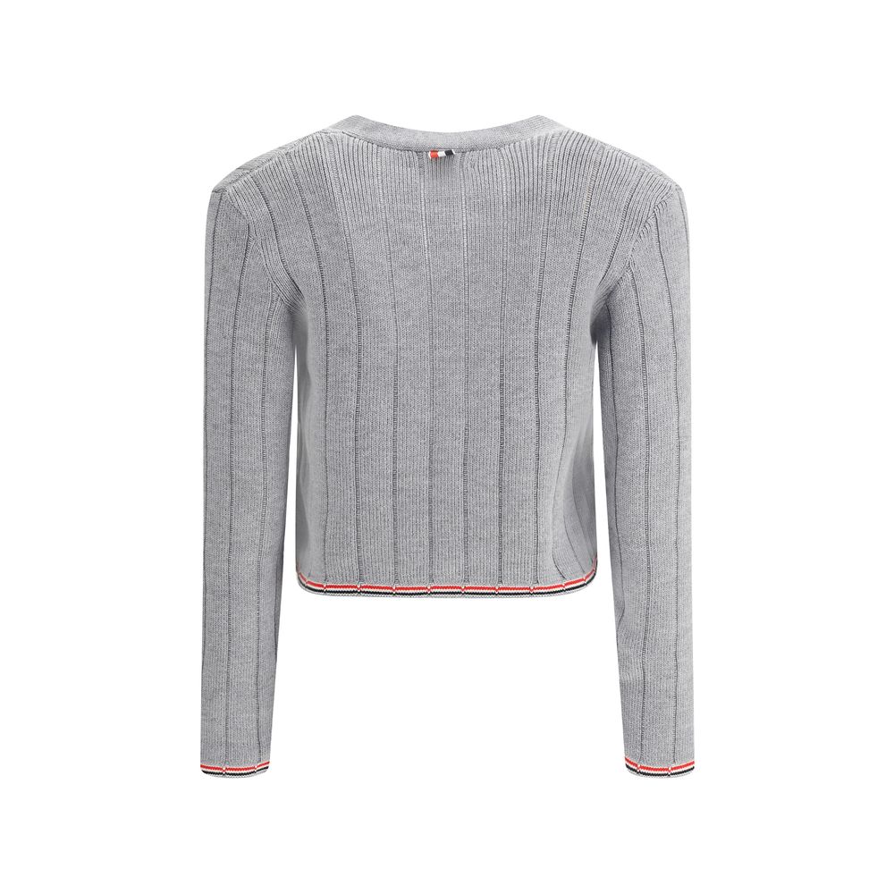 Thom Browne Ladder Full Needle Rib Stitch V Neck Cardigan