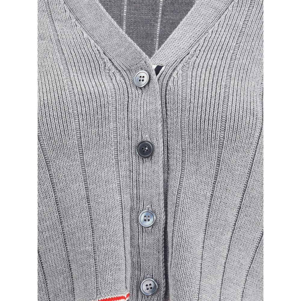 Thom Browne Ladder Full Needle Rib Stitch V Neck Cardigan