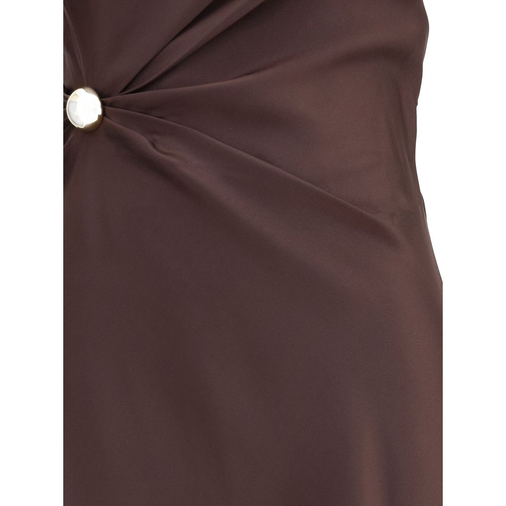 Loulou De Saison Brown Silk Midi Dress