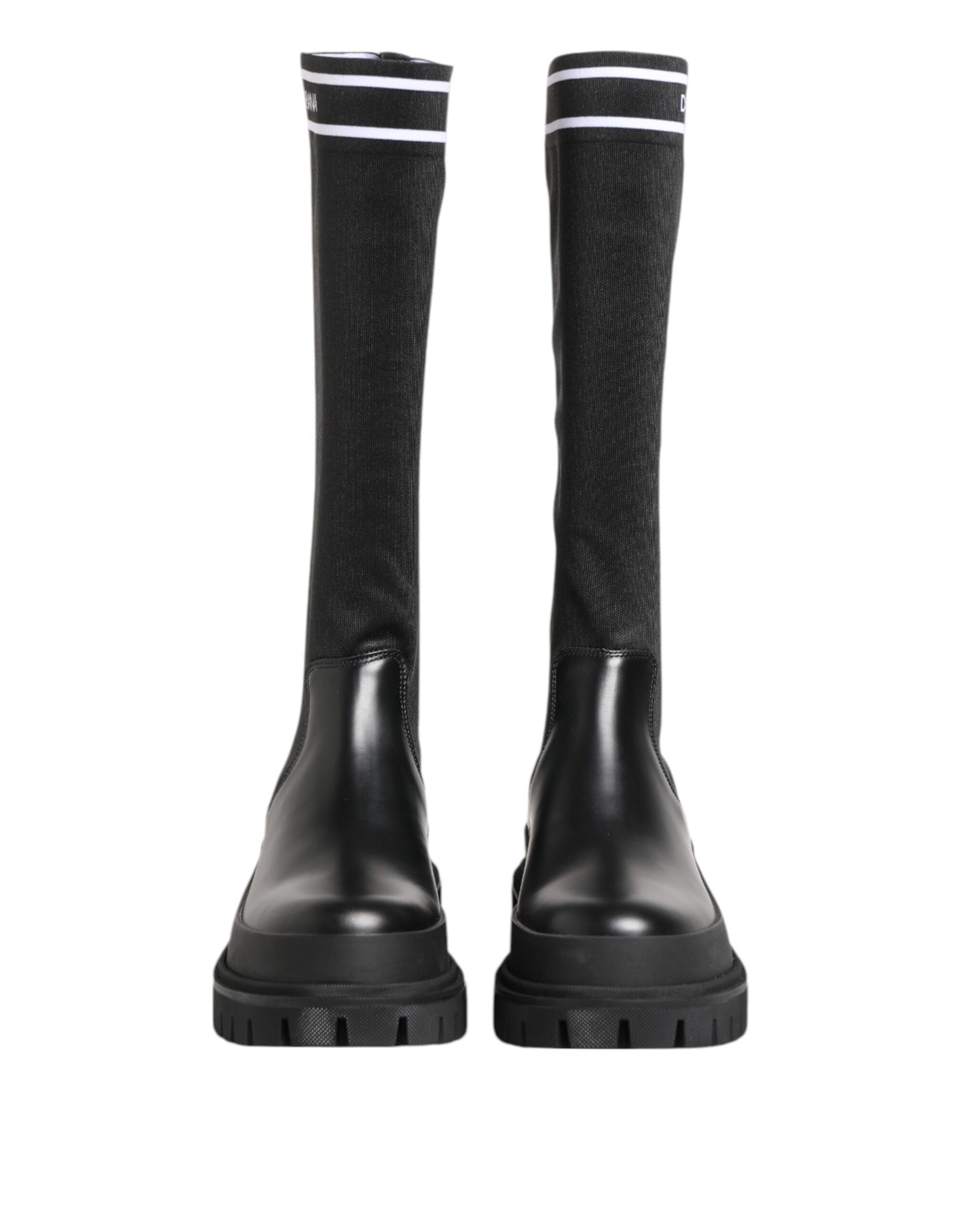 Dolce & Gabbana Black and White High-Top Sock Boots