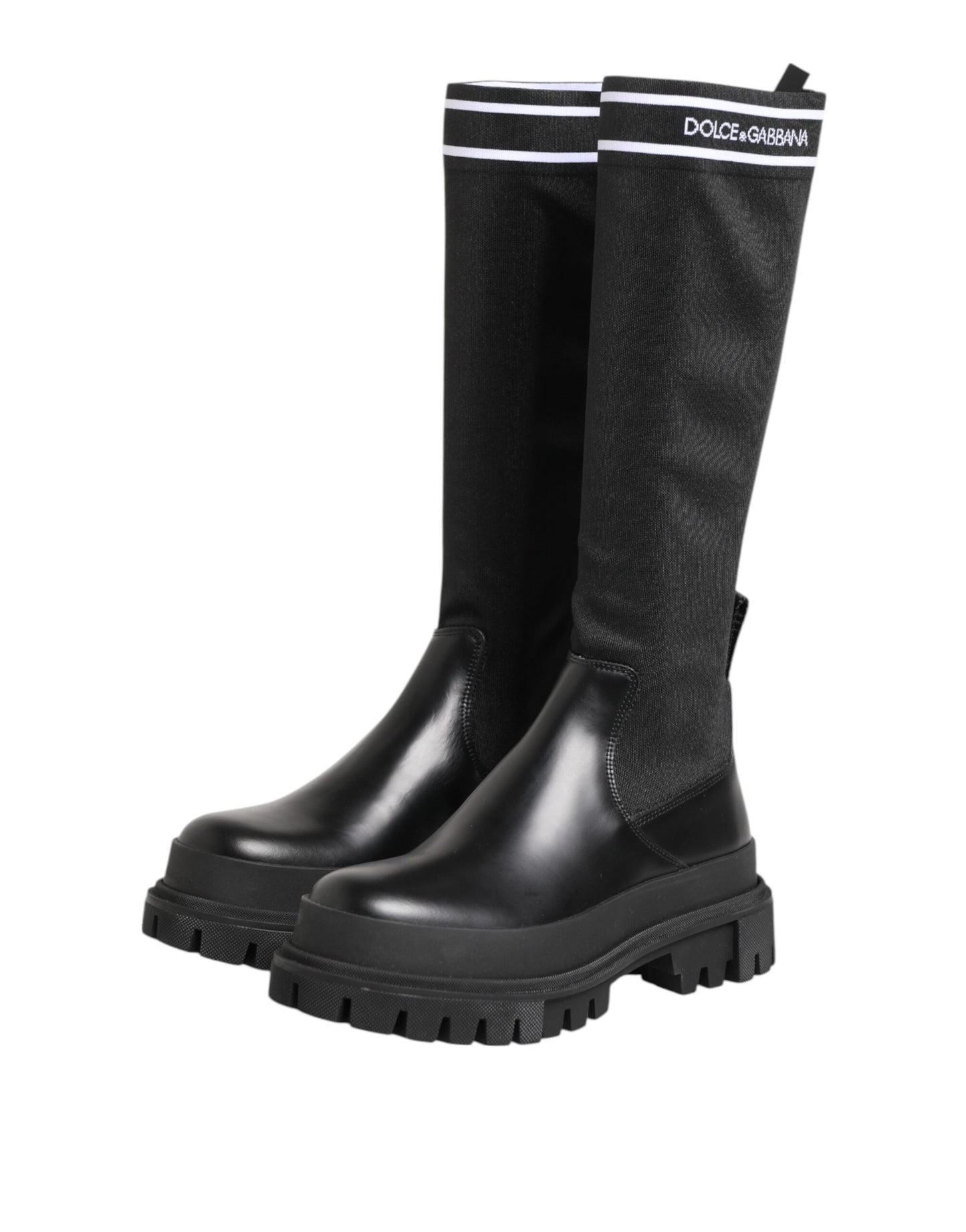 Dolce & Gabbana Black and White High-Top Sock Boots