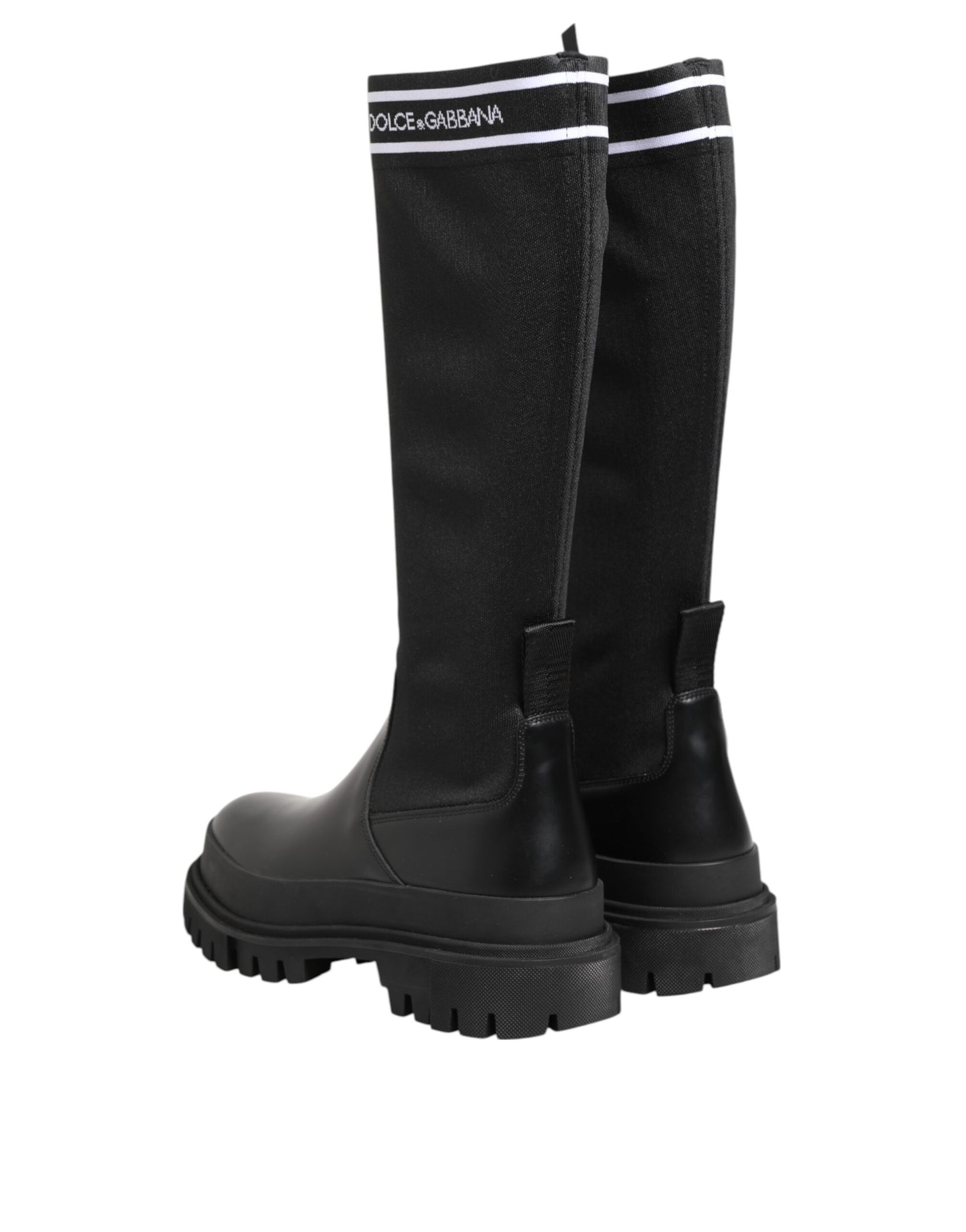 Dolce & Gabbana Black and White High-Top Sock Boots