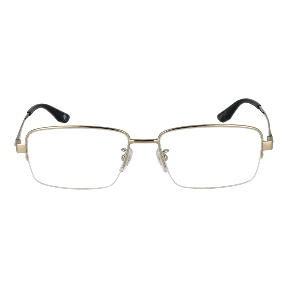 BMW Men's Optical Frames – Gold Half-Rim Rectangle Design, 57mm