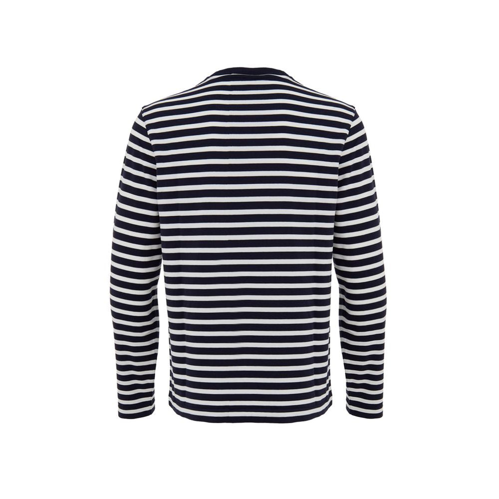 Maison Kitsuné Blue Cotton Long Sleeve Striped Sweater