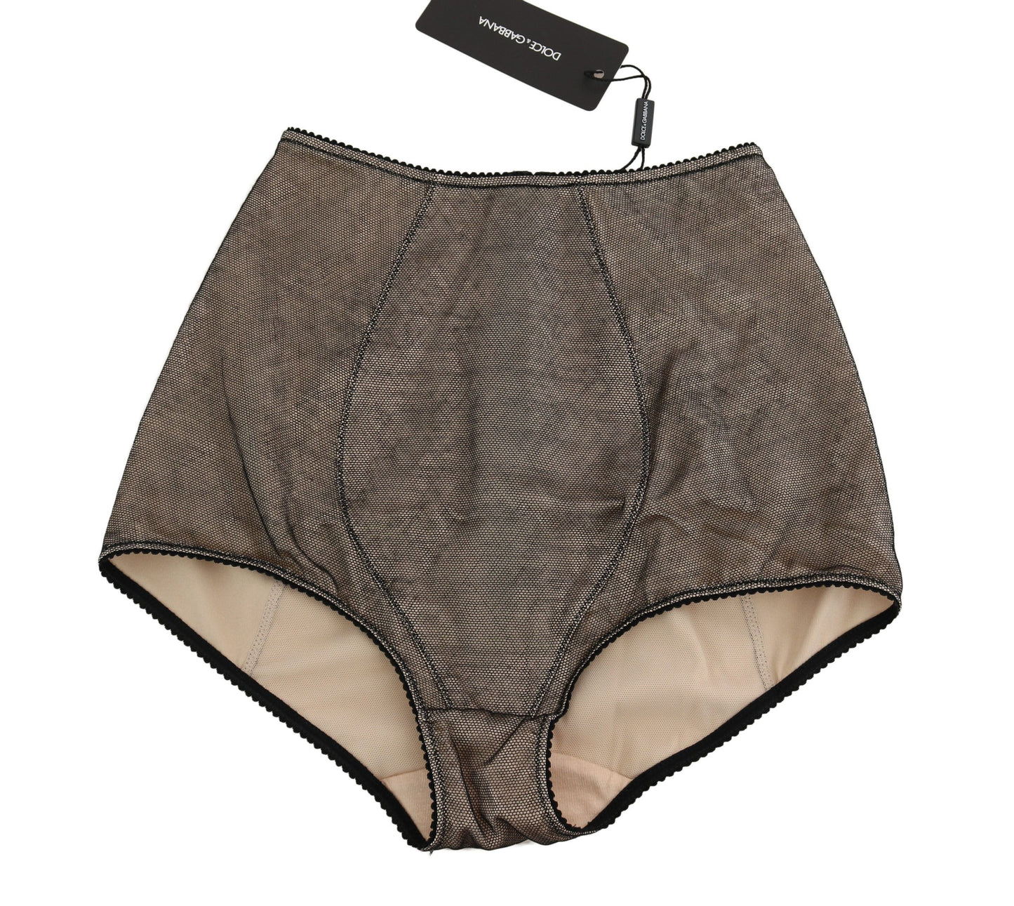 - Beige Black Net Cotton Blend Chic Underwear