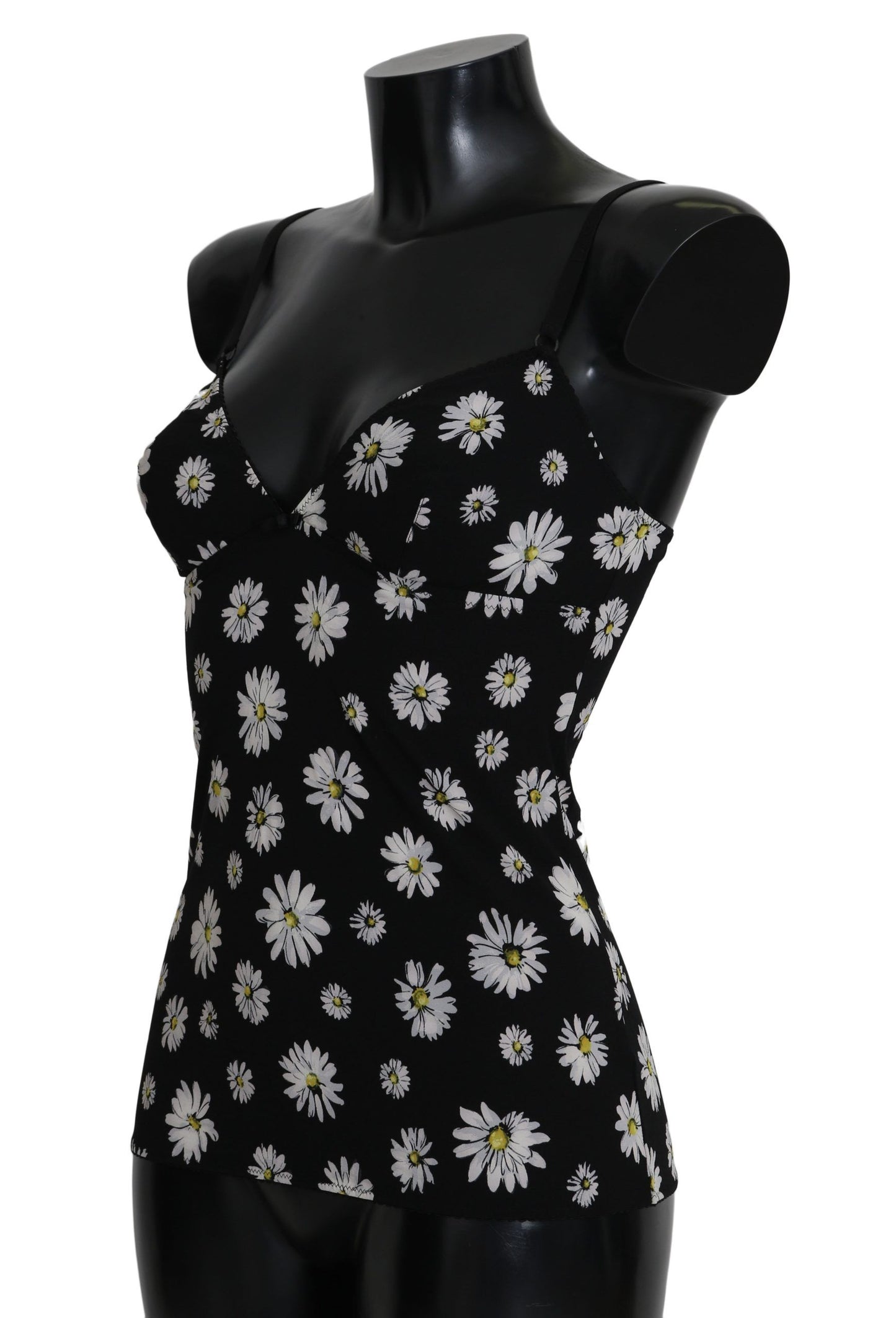 - Elegant Black Daisy Floral Lace Chemise Dress