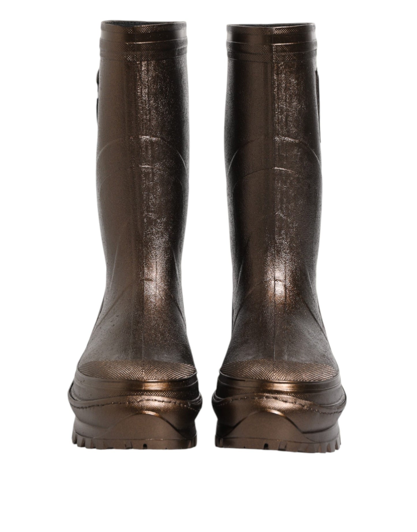 Dolce & Gabbana Metallic Bronze Pull-On Rain Boots