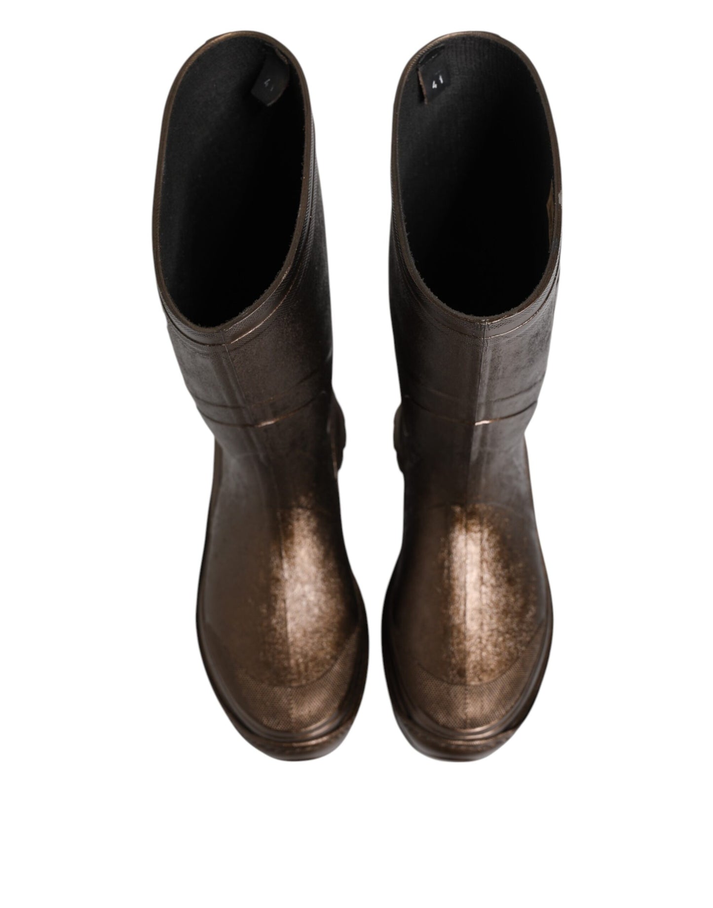 Dolce & Gabbana Metallic Bronze Pull-On Rain Boots
