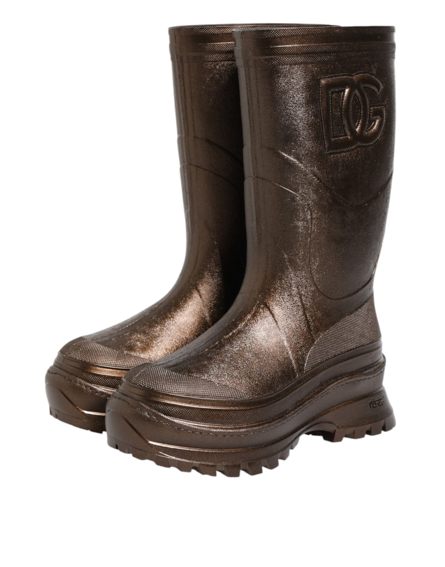 Dolce & Gabbana Metallic Bronze Pull-On Rain Boots