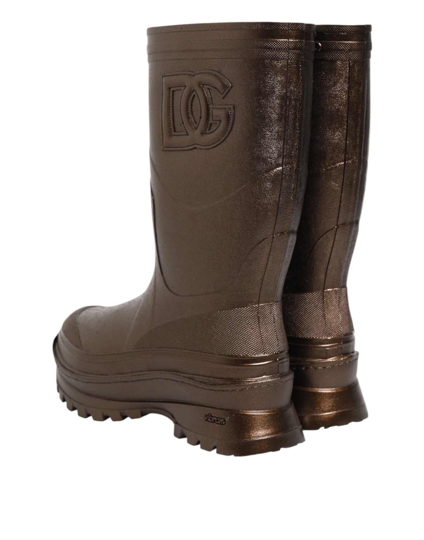 Dolce & Gabbana Metallic Bronze Pull-On Rain Boots