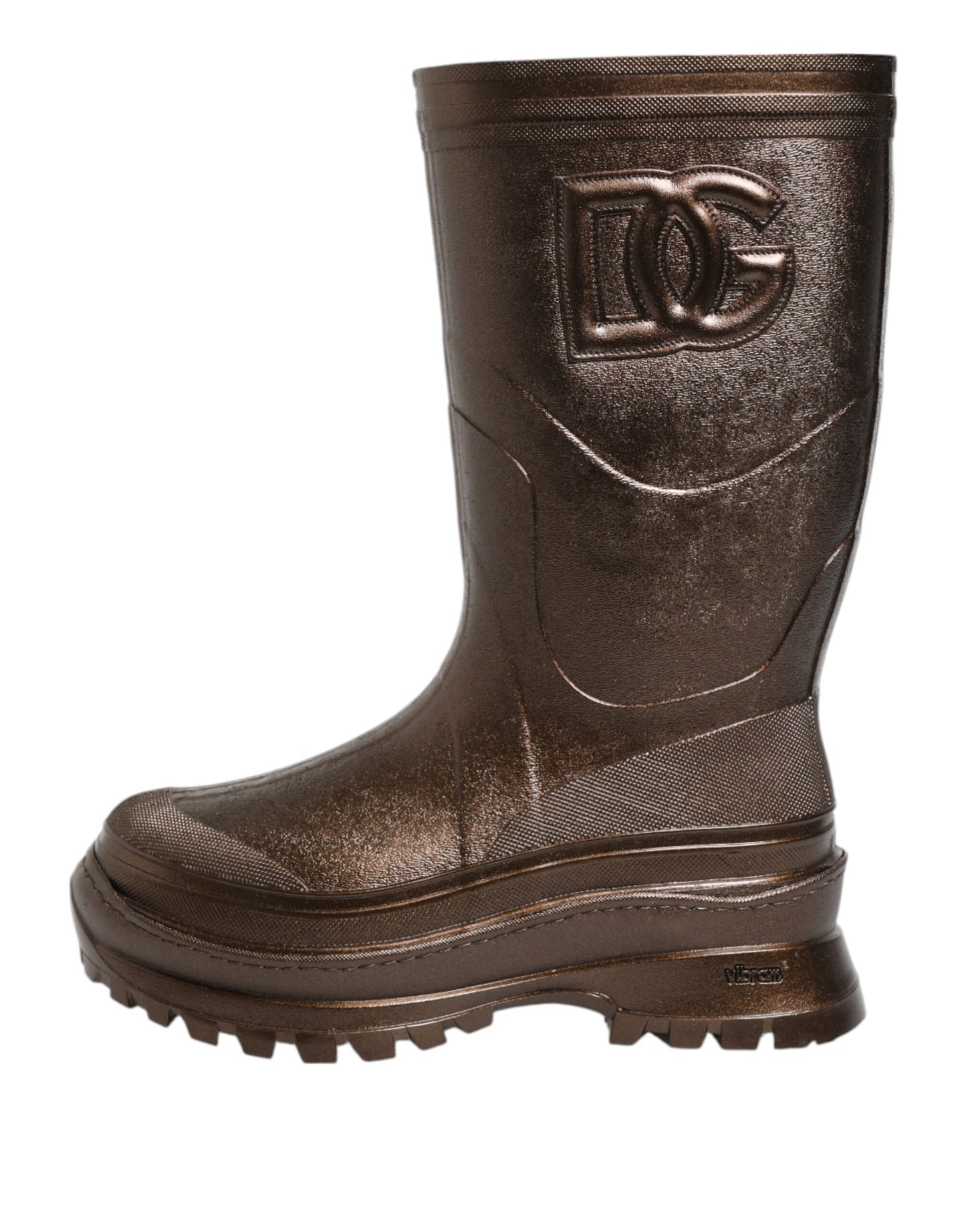 Dolce & Gabbana Metallic Bronze Pull-On Rain Boots