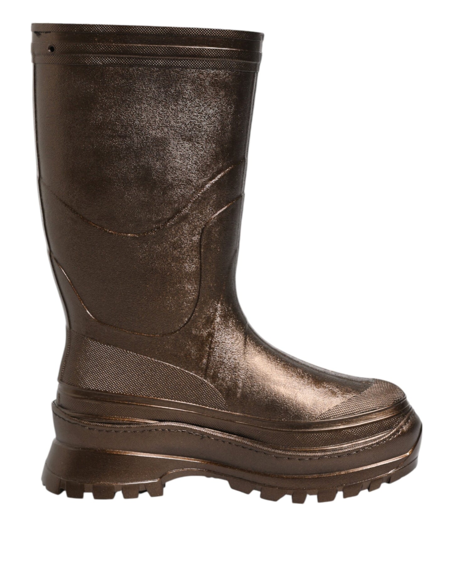 Dolce & Gabbana Metallic Bronze Pull-On Rain Boots