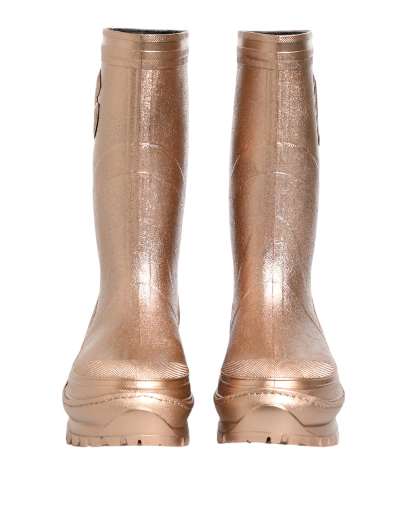 Dolce & Gabbana Rose Gold Rubber Pull On Rain Boots