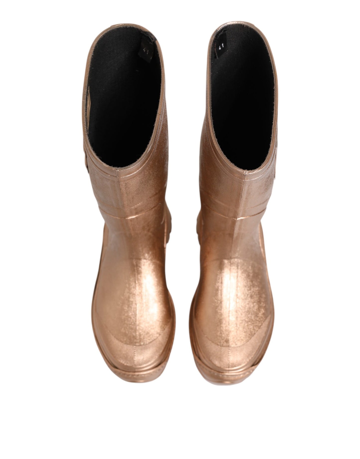 Dolce & Gabbana Rose Gold Rubber Pull On Rain Boots