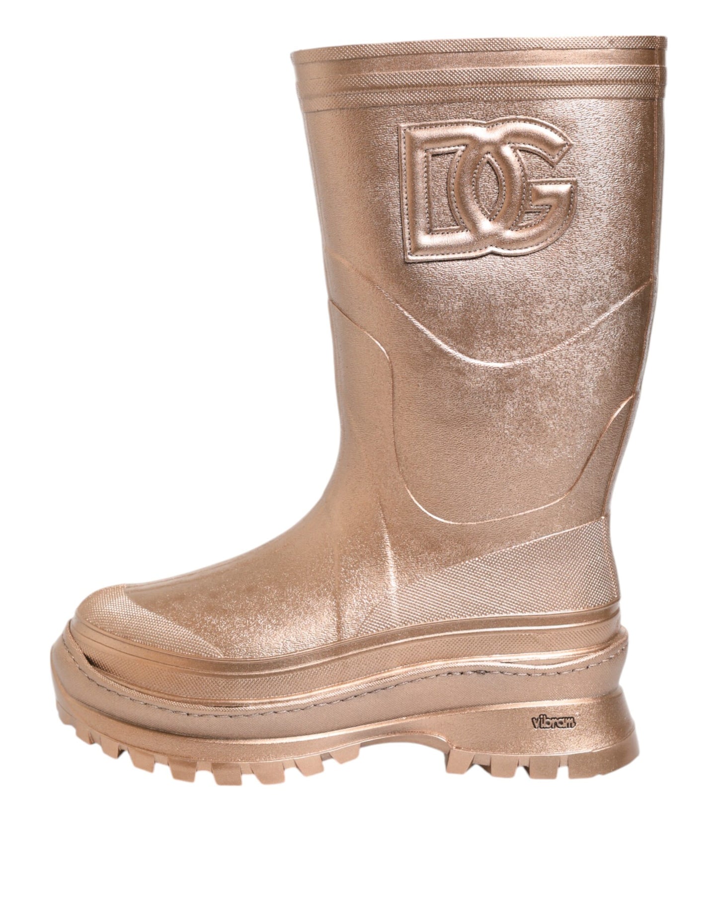 Dolce & Gabbana Rose Gold Rubber Pull On Rain Boots