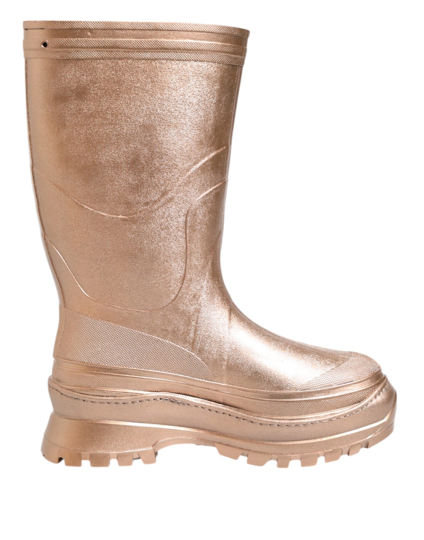 Dolce & Gabbana Rose Gold Rubber Pull On Rain Boots
